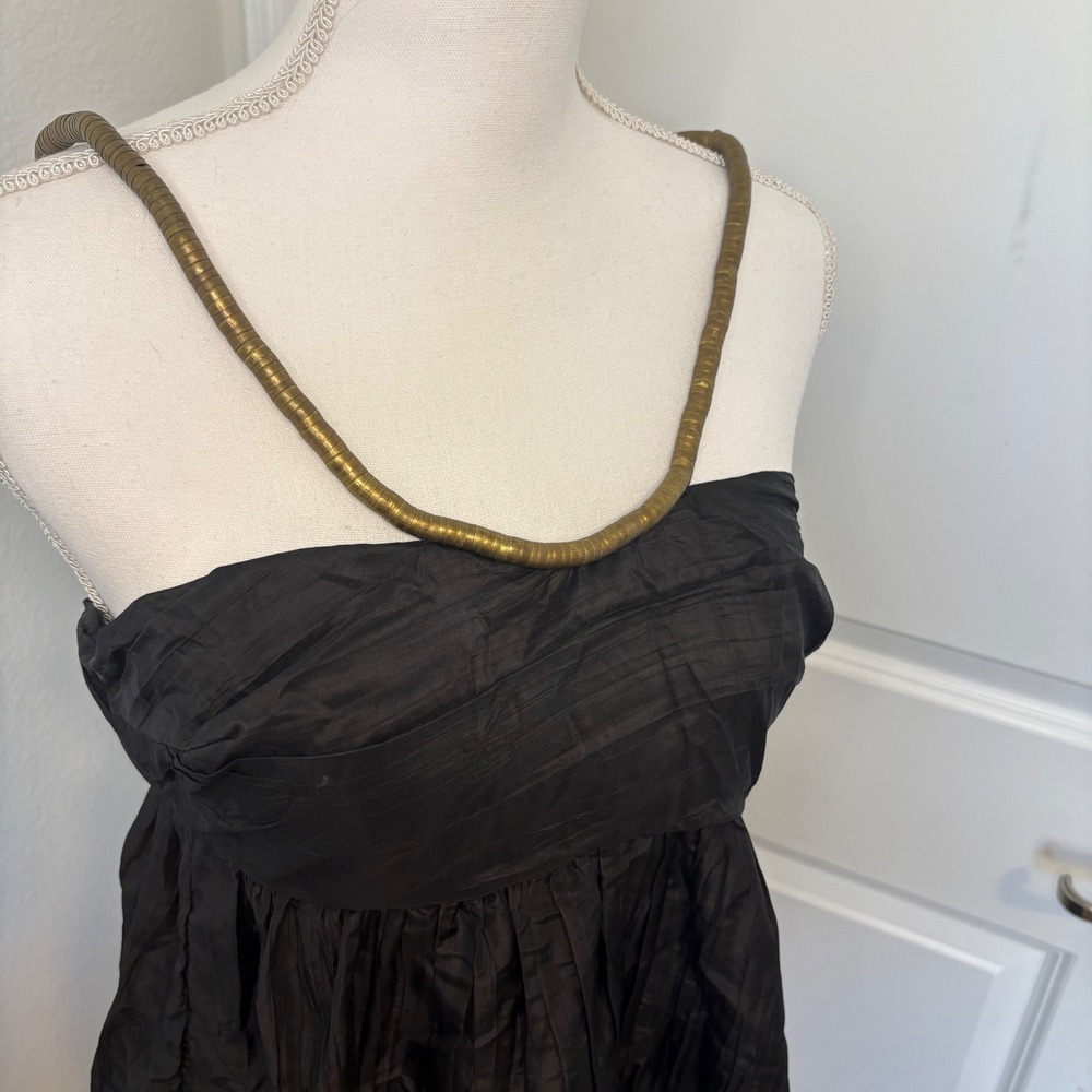 Calypso St Barth Black 100% Silk Mini Dress Gold Snake Chain Strap Womens Size 6 - Picture 2 of 7